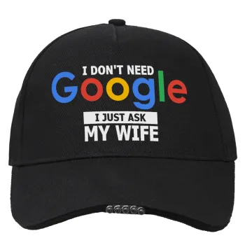 I don't need Google, just ask my WIFE, Work & Activity LED Light Cap – Perfect for Night & Low Light Conditions (100% COTTON, ADULT, UNISEX)