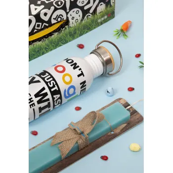 I don't need Google, just ask my WIFE, Πασχαλινή Λαμπάδα με παγούρι μεταλλικό Ασημένιο αλουμινίου (500ml) & κερί αρωματικό πλακέ (30cm) (ΤΙΡΚΟΥΑΖ)