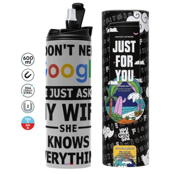 I don't need Google, just ask my WIFE, Tumbler stainless steel GREY 600ml