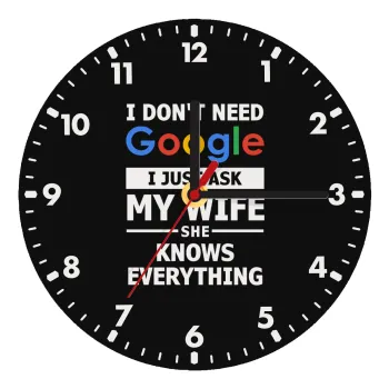 I don't need Google, just ask my WIFE, Wooden wall clock (20cm)