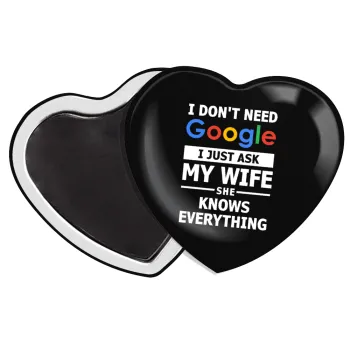 I don't need Google, just ask my WIFE, Μαγνητάκι καρδιά (57x52mm)