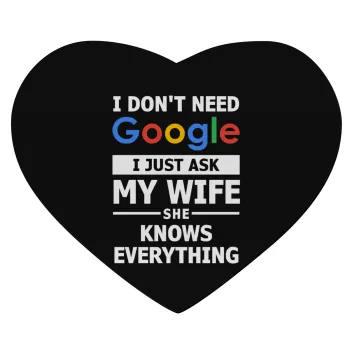 I don't need Google, just ask my WIFE, Mousepad heart 23x20cm