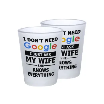 I don't need Google, just ask my WIFE, Σφηνοπότηρα γυάλινα 45ml του πάγου (2 τεμάχια)