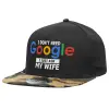 Adult Flat Snapback Hat Black/Camouflage, (100% COTTON TWILL, ADULT, UNISEX, ONE SIZE)