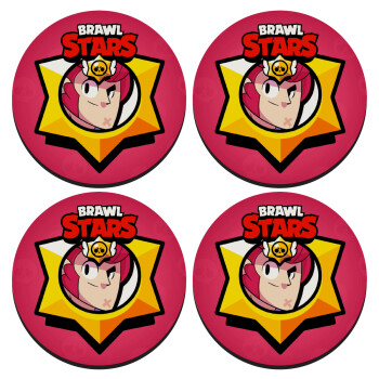 Brawl Stars Colt, ΣΕΤ 4 Σουβέρ ξύλινα στρογγυλά (9cm)