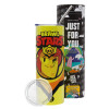 Neon Yellow Travel Tumbler, with metal straw (Stainless steel 304 Food grade, BPA free, 600ml)