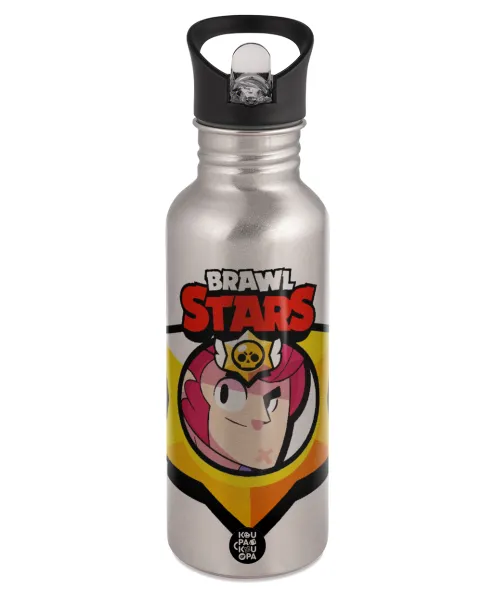 Brawl Stars Colt — Παγούρι νερού Ασημένιο με καλαμάκι, ανοξείδωτο ατσάλι 600ml