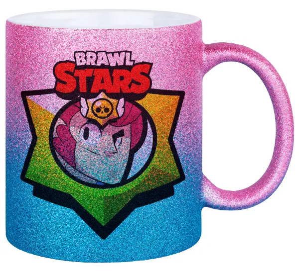 Brawl Stars Colt — Gold/blue glitter mug, ceramic, 330ml