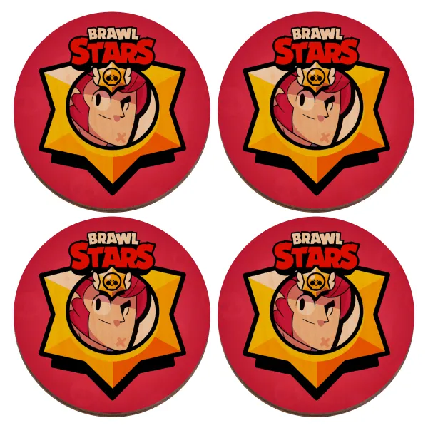 Brawl Stars Colt — Set of 4 round plywood coasters (9cm)