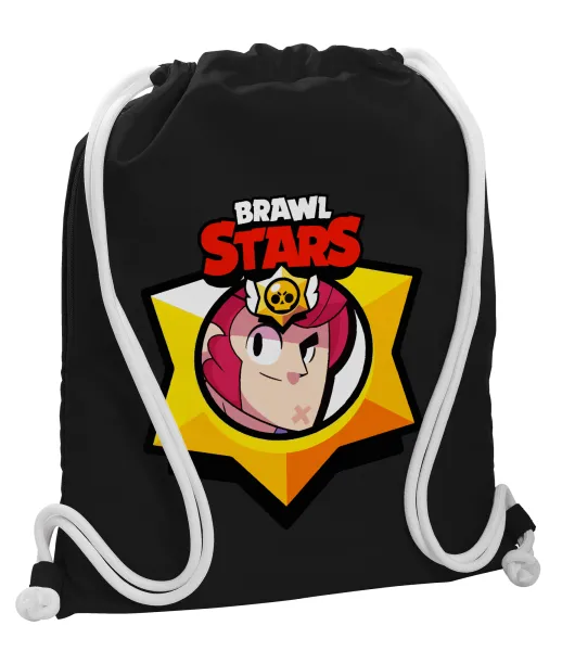 Brawl Stars Colt — Backpack pouch GYMBAG Black, with pocket (40x48cm) & thick white cords
