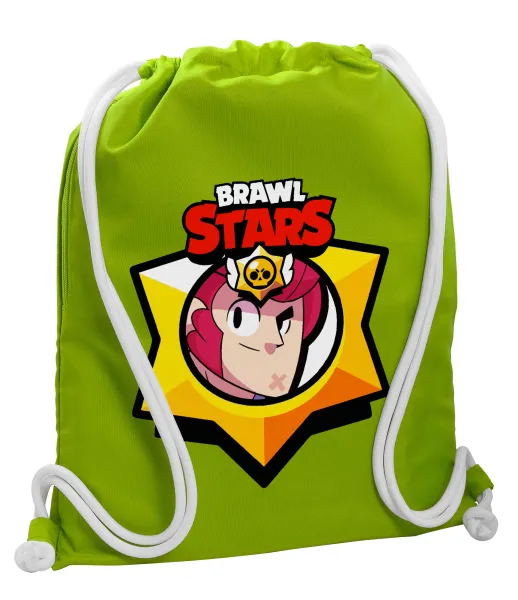 Brawl Stars Colt — Backpack bag GYMBAG LIME GREEN, with pocket (40x48cm) & thick cords