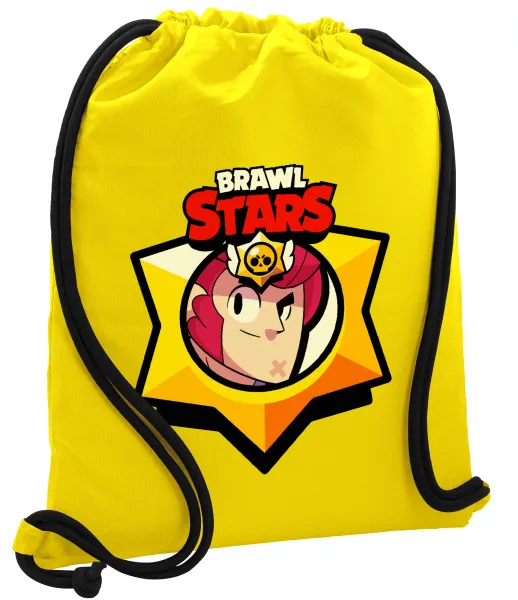 Brawl Stars Colt — Τσάντα πλάτης πουγκί GYMBAG Κίτρινη, με τσέπη (40x48cm) & χονδρά κορδόνια