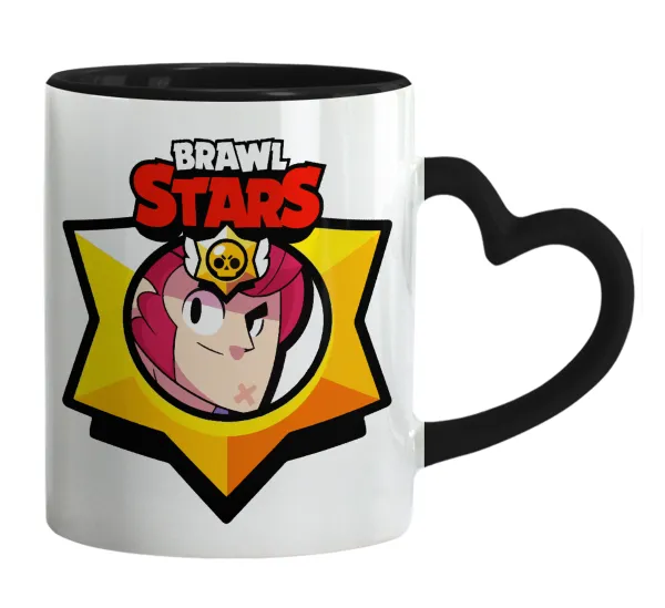 Brawl Stars Colt — Κούπα καρδιά χερούλι μαύρη, κεραμική, 330ml