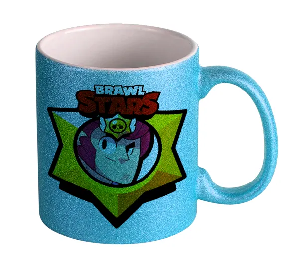 Brawl Stars Colt — Light blue glitter mug that sparkles, ceramic, 330ml