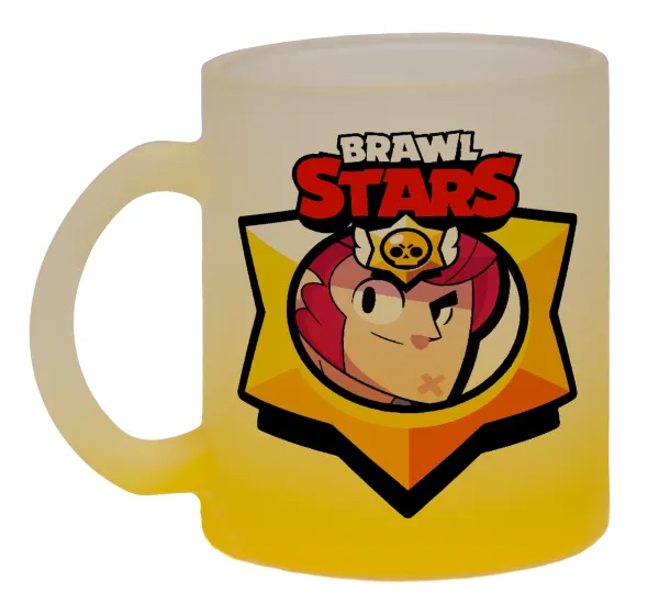Brawl Stars Colt — Two-tone glass mug with matte yellow base, 330ml
