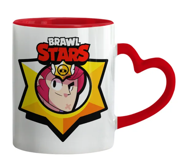 Brawl Stars Colt — Κούπα καρδιά χερούλι κόκκινη, κεραμική, 330ml
