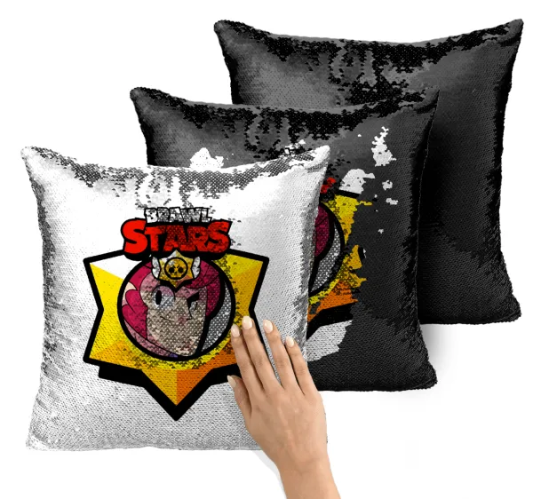 Brawl Stars Colt — Magic sofa cushion with black sequins, 40x40cm, filling included