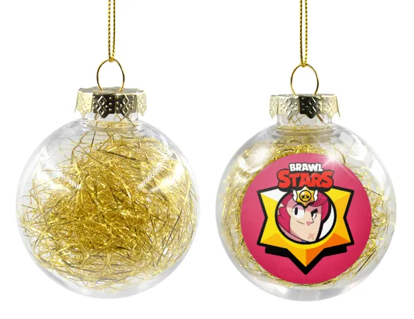 Brawl Stars Colt — Transparent Christmas tree ball ornament with gold filling 8cm
