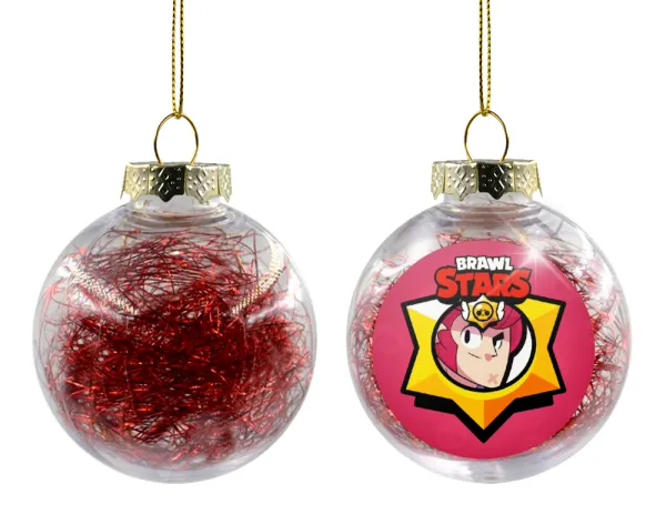 Brawl Stars Colt — Transparent Christmas tree ball ornament with red filling 8cm