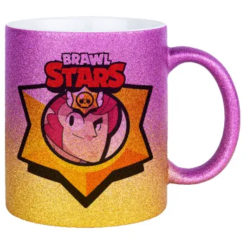 Brawl Stars Colt, Κούπα Χρυσή/Ροζ Glitter, κεραμική, 330ml