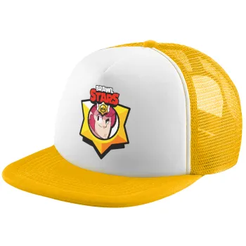 Brawl Stars Colt, Καπέλο Ενηλίκων Soft Trucker με Δίχτυ Κίτρινο/White (POLYESTER, ΕΝΗΛΙΚΩΝ, UNISEX, ONE SIZE)