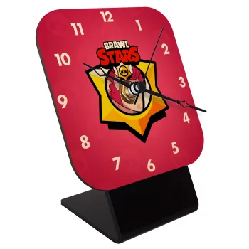 Brawl Stars Colt, Quartz Table clock in natural wood (10cm)