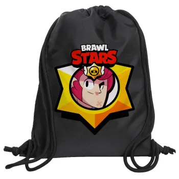 Brawl Stars Colt, Backpack pouch GYMBAG Black, with pocket (40x48cm) & thick cords