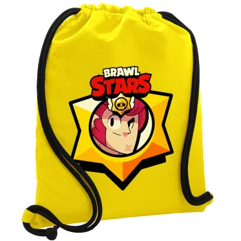 Brawl Stars Colt, Τσάντα πλάτης πουγκί GYMBAG Κίτρινη, με τσέπη (40x48cm) & χονδρά κορδόνια