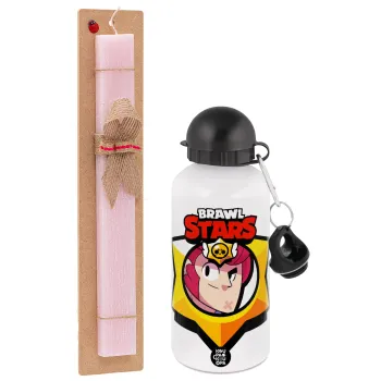 Brawl Stars Colt, Easter Set, metallic aluminum bottle (500ml) & aromatic flat Easter candle (30cm) (PINK)