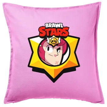Brawl Stars Colt, Μαξιλάρι καναπέ ΡΟΖ 100% βαμβάκι, περιέχεται το γέμισμα (50x50cm)