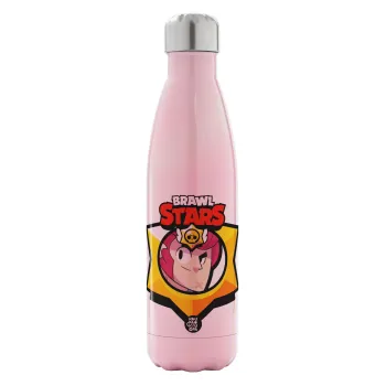 Brawl Stars Colt, Metal mug thermos Pink Iridiscent (Stainless steel), double wall, 500ml
