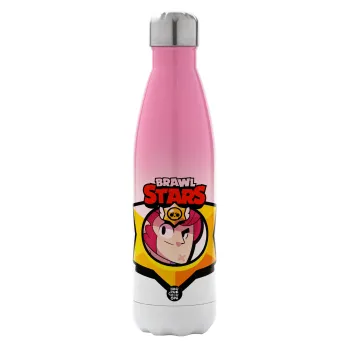 Brawl Stars Colt, Metal mug thermos Pink/White (Stainless steel), double wall, 500ml