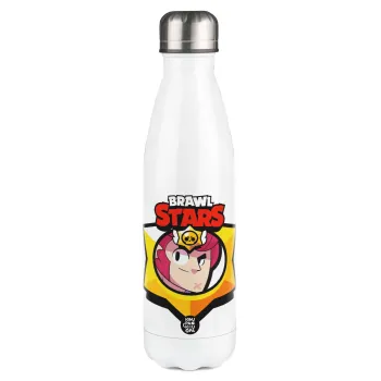 Brawl Stars Colt, Μεταλλικό παγούρι θερμός Λευκό (Stainless steel), διπλού τοιχώματος, 500ml
