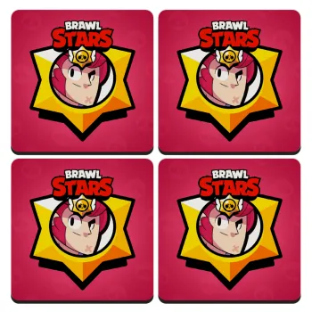 Brawl Stars Colt, ΣΕΤ 4 Σουβέρ ξύλινα τετράγωνα (9cm)