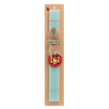 Brawl Stars Colt, Easter Set, wooden keychain & aromatic flat Easter candle (30cm) (TURQUOISE)
