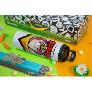 Brawl Stars Colt, Πασχαλινή Λαμπάδα με Travel Tumbler θερμό με διπλό καπάκι (600ml, BPA free) & κερί αρωματικό πλακέ (30cm) (ΤΙΡΚΟΥΑΖ)