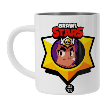 Brawl Stars Shelly, BIG Mug Stainless steel double wall (450ml, White)