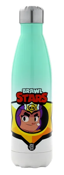 Brawl Stars Shelly — Metal mug thermos Green/White (Stainless steel), double wall, 500ml