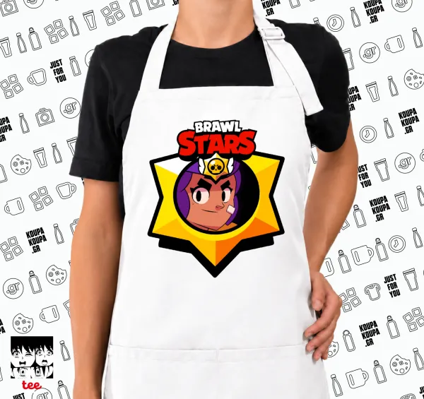 Brawl Stars Shelly — White chef's cooking apron with pockets (adult, white)