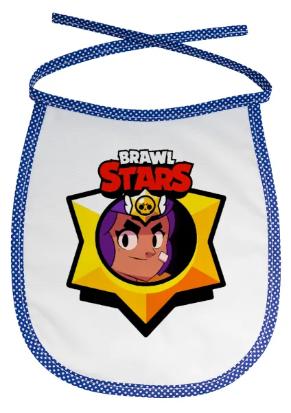 Brawl Stars Shelly — Stain-resistant baby bib with tie, blue