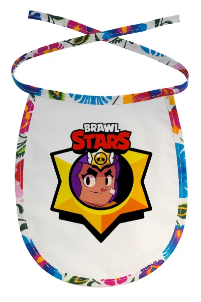 Brawl Stars Shelly — Stain-resistant baby bib with tie, multicoloured