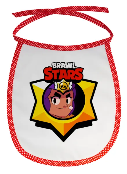 Brawl Stars Shelly — Stain-resistant baby bib with tie, red