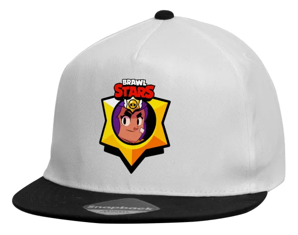 Brawl Stars Shelly — Child's Flat Snapback Hat, White (100% COTTON, CHILDREN'S, UNISEX, ONE SIZE)