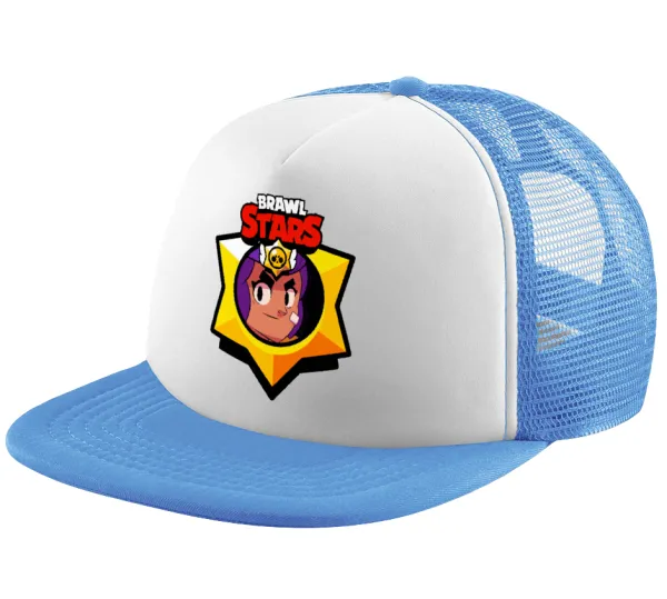 Brawl Stars Shelly — Child's Soft Trucker Hat with Blue/White Mesh (POLYESTER, CHILD, ONE SIZE)