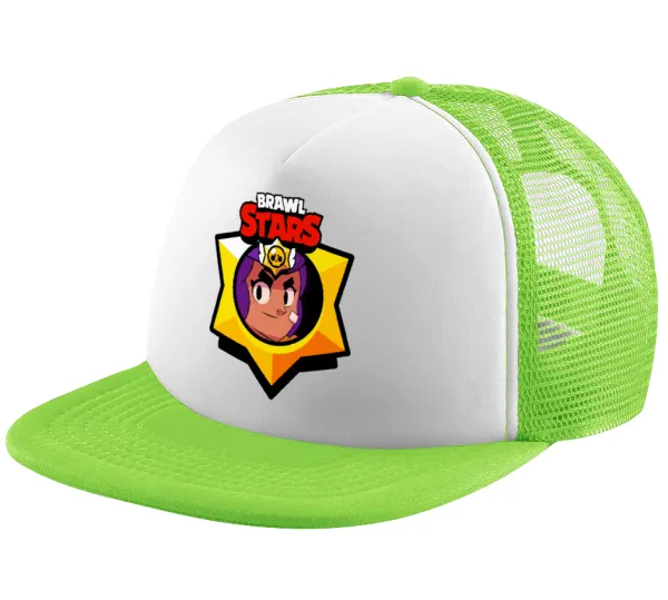 Brawl Stars Shelly — Child's Soft Trucker Hat with Green/White Mesh (POLYESTER, CHILDREN'S, ONE SIZE)