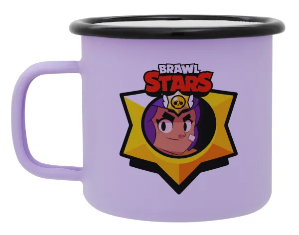 Brawl Stars Shelly — Metal enamel mug, matte light pastel purple, 360ml