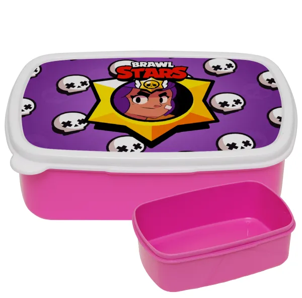 Brawl Stars Shelly — PINK kids' plastic lunch box (BPA-free), L18 x W13 x H6cm