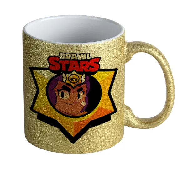 Brawl Stars Shelly — Gold glitter mug that sparkles, ceramic, 330ml