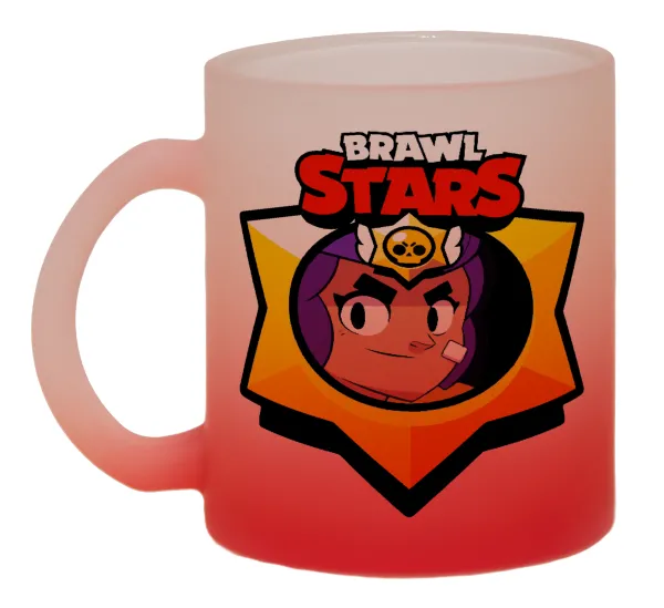 Brawl Stars Shelly — Two-tone glass mug with matte red base, 330ml