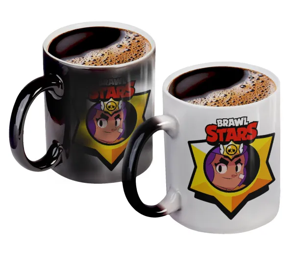 Brawl Stars Shelly — Color changing magic Mug, ceramic, 330ml when adding hot liquid inside, the black colour desappears (1 pcs)